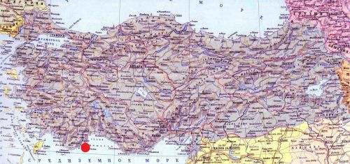 Фазелис на карте Турции 