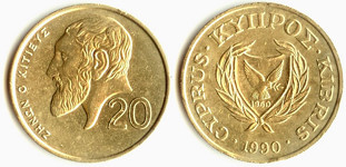 Зенон на монете 20 центов