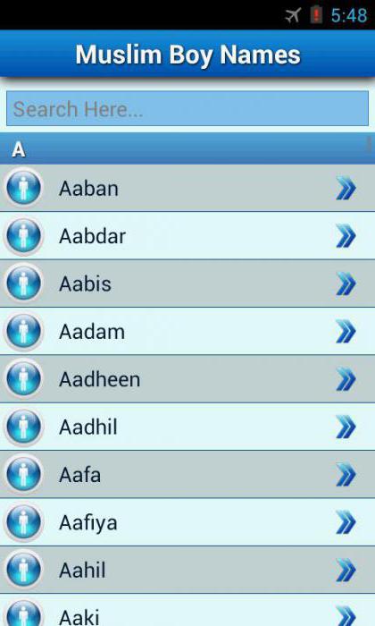 Арабские мужские имена список