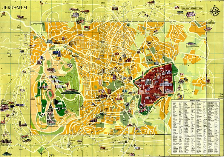 Подробная карта Иерусалима