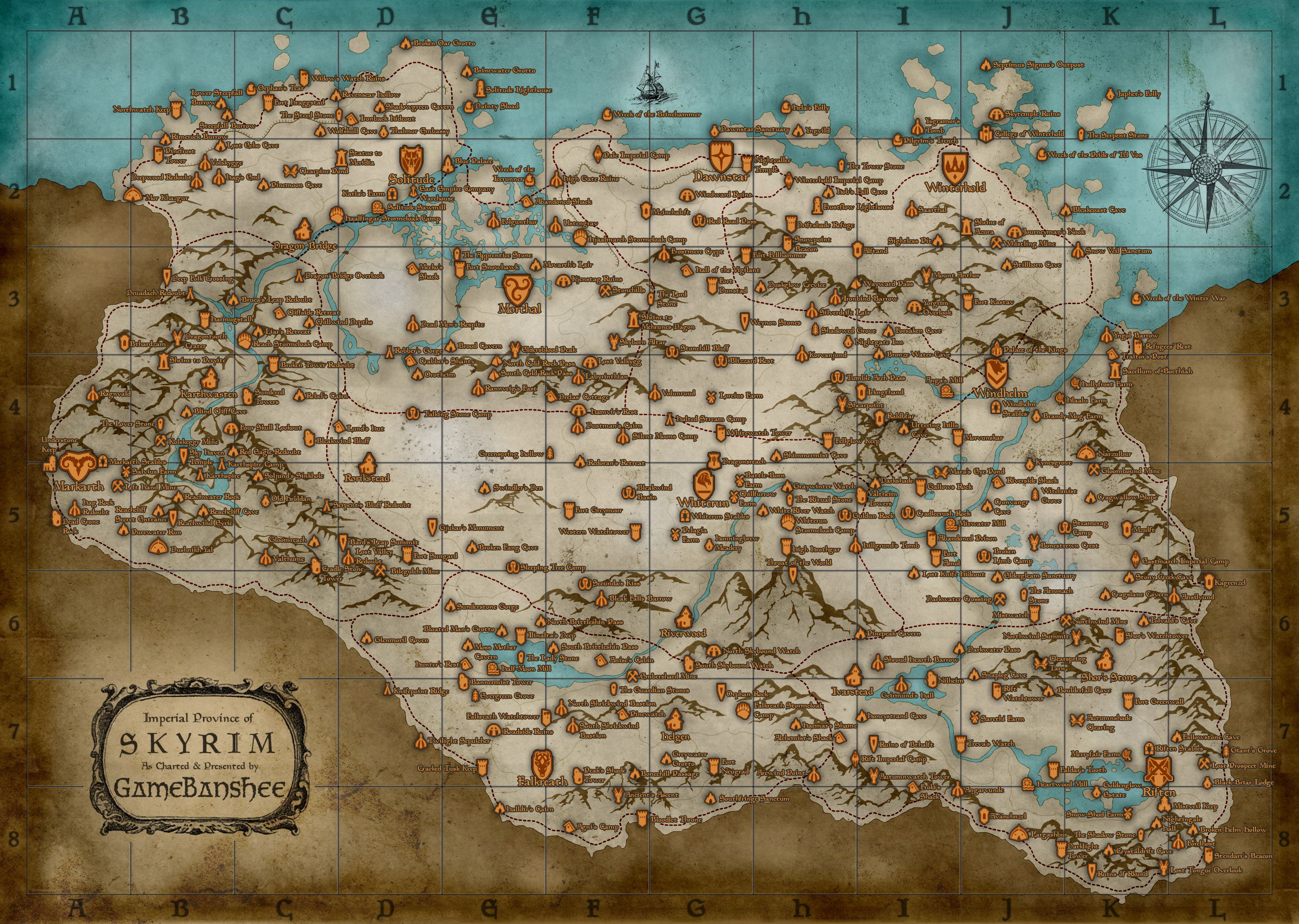 Карта мира The Elder Scrolls 5: Skyrim