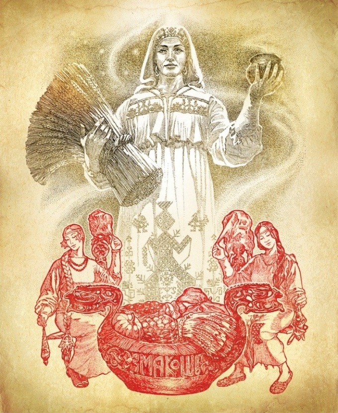 Картинка для тату в виде богини-оберега макошь
