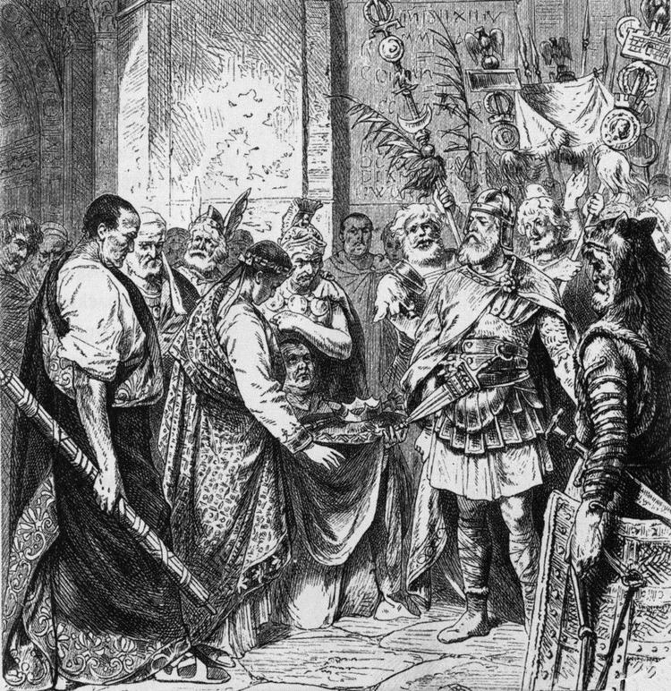 Встреча Одоакра и Ромула Августула, изображённая в графике