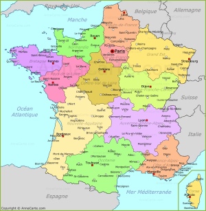 Политическая карта Франции