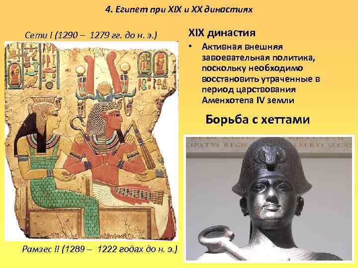 4. Египет при XIX и XX династиях Сети I (1290 – 1279 гг. до