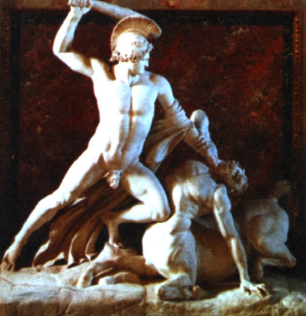 Геракл сражается с кентавром Эвритом. Геракл считается основателем Олимпийских игр
