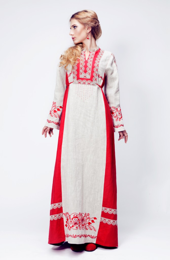 Русское льняное платье