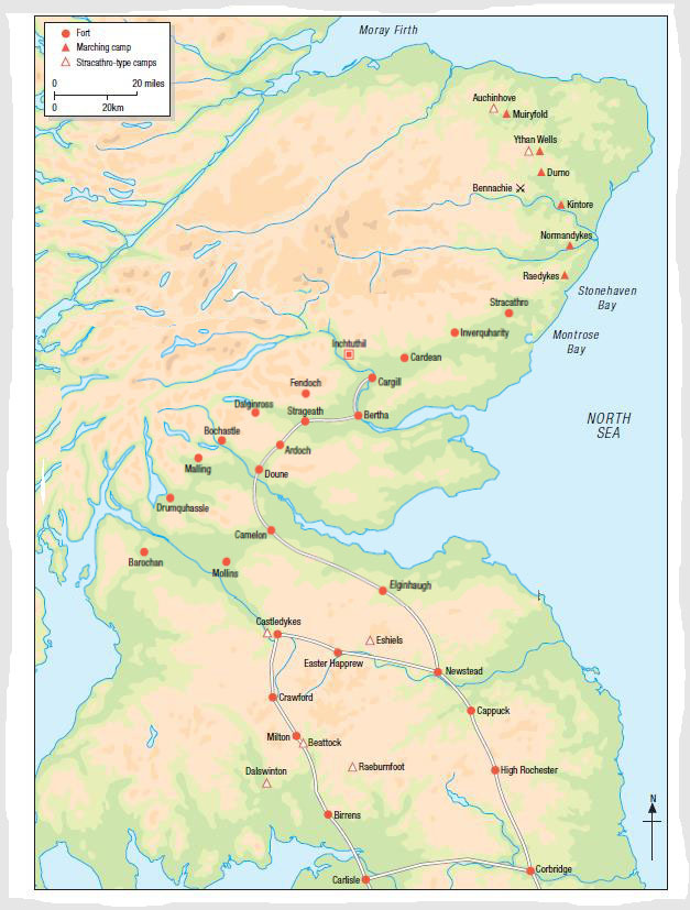 ​Кампания Агриколы на территории современной Шотландии и карта римских лагерей в 79–84 годах - Кельты в Британии | Warspot.ru