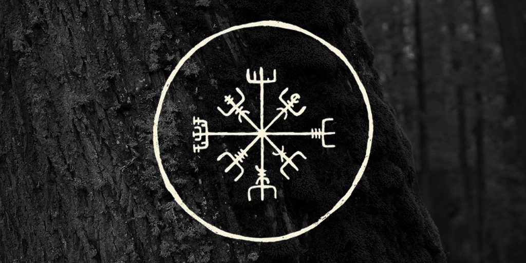 Вегвизир - рунический компас указатель пути, древнеисландские древнескандинавские символы, значение и смысл скандинавские татуировки, руны викингов, узоры на теле