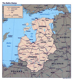 Детальная политическая карта Балтии - 1994.