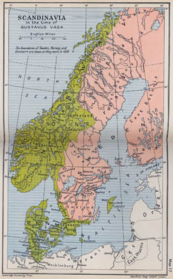 Большая старинная карта Скандинавии - 1523.