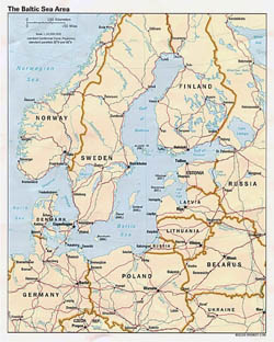 Большая политическая карта района Балтийского моря - 1994.