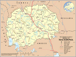 Большая политическая и административная карта Македонии с дорогами и городами.