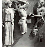 Геракл и Атлант. Метопа храма Зевса