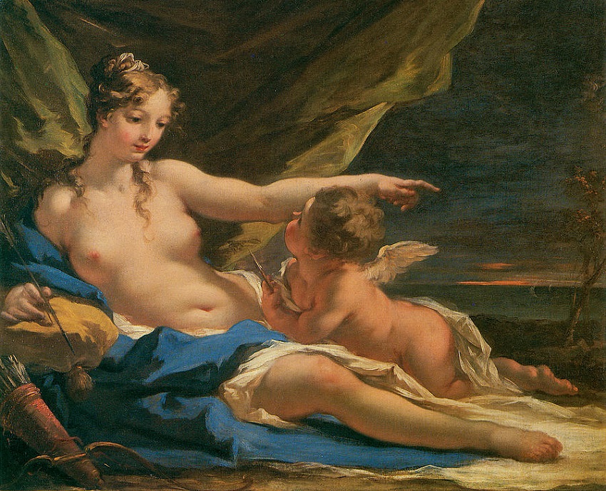 Venus And Cupid is a painting by Giovanni Antonio Pellegrini.jpg