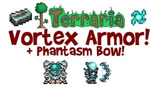 Terraria How to Craft Vortex Armor & Phantasm Bow! (vs Shroomite, build & set bonus, 1.3)