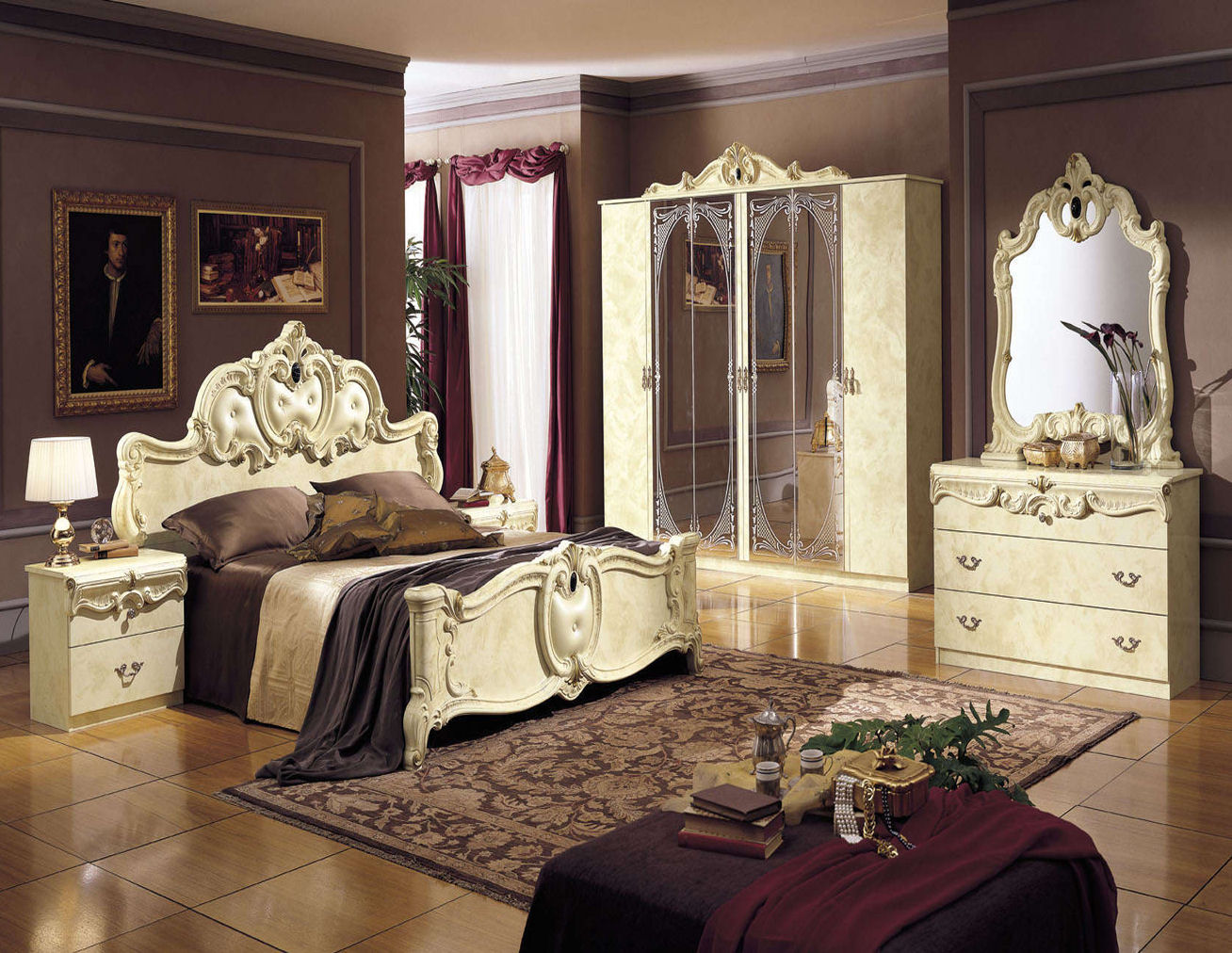 Дворцовый русский стиль в интерьере спальни