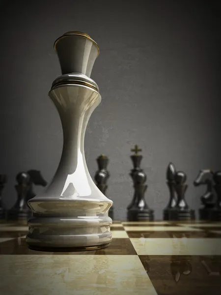 Белая Шахматная королева фон 3d Иллюстрация — стоковое фото
