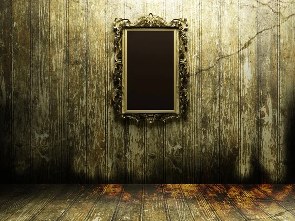 Античные зеркала в темной комнате — стоковое фото
