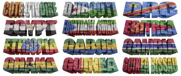 Африканские страны (от с до g) флаг слова — стоковое фото
