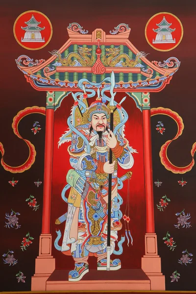Традиции китайской живописи на дверь в китайский храм — стоковое фото