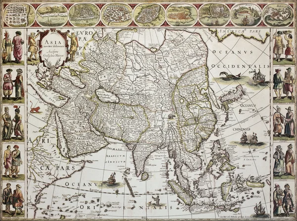 Старая карта Азии — стоковое фото
