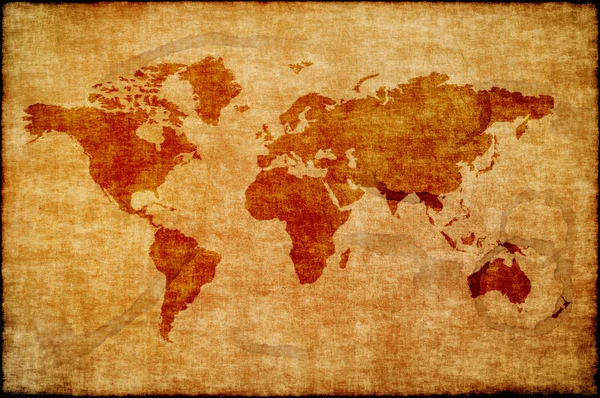 Мировая карта на старой бумаге — стоковое фото
