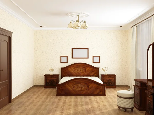 Спальня, 3d визуализация — стоковое фото