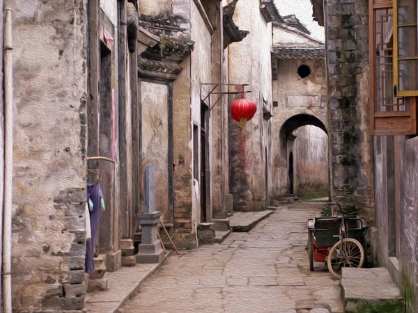 Пустые улицы древнего города в провинции Аньхой в Китай, нефть — стоковое фото