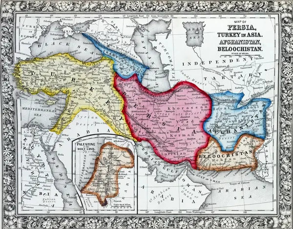 Античная Карта Персии, Турция в Азии. Афганистан — стоковое фото