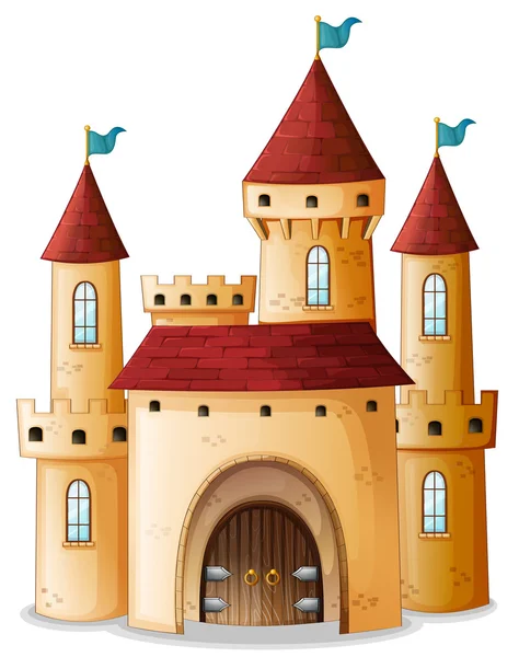 Замок с тремя синими флагами Стоковый Вектор
