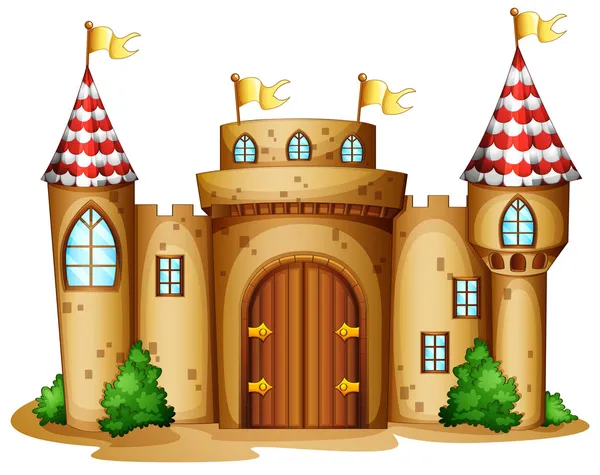 Замок с четырьмя баннеры Лицензионные Стоковые Иллюстрации
