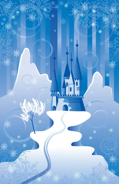 Рождественские сцены с Северной замок в горах Стоковая Иллюстрация