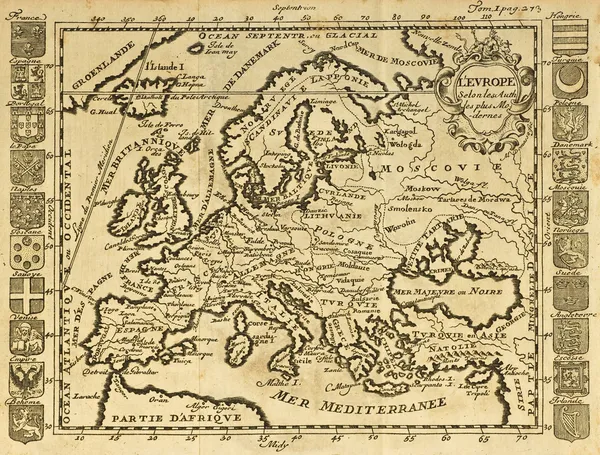 Европа старая карта — стоковое фото