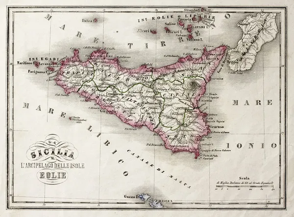Сицилия других старая карта острова — стоковое фото