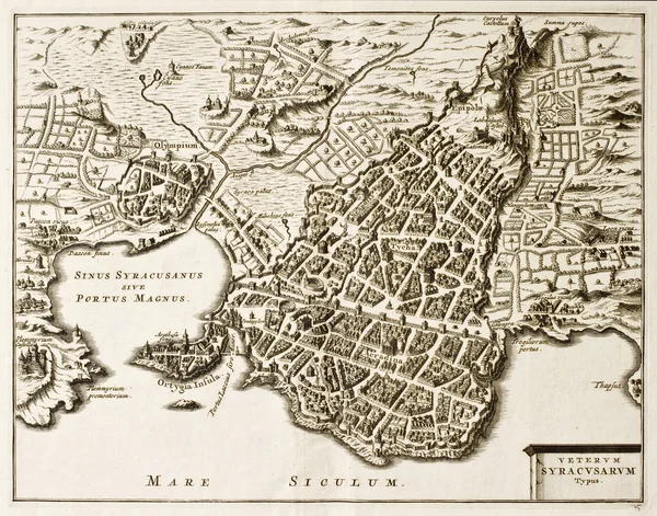 Старая карта Сиракузы — стоковое фото