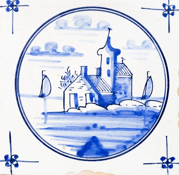 Традиционные аутентичные Делфте синий ручной Декоративная глиняная посуда Стоковая Картинка