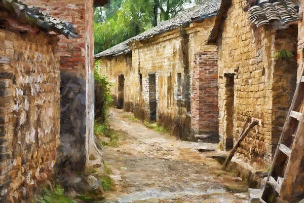 Красивый импрессионист портрет Jiangtou древней деревни в провинции Гуанси Чжуан автономного региона, Китай — стоковое фото