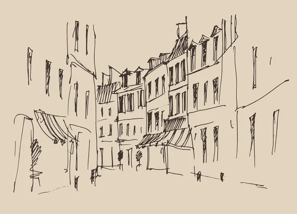 Руки drawn улиц в Париже — стоковый вектор