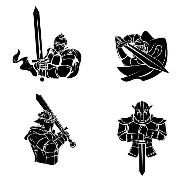 Воины рыцарей устанавливают коллекцию — стоковый вектор