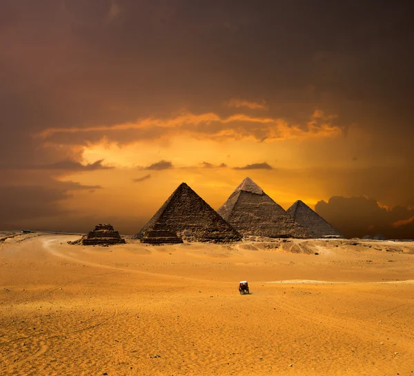 Пирамиды с красивым небом Гизы — стоковое фото