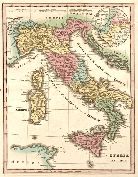 Древняя карта Италии во время Римской империи — стоковое фото