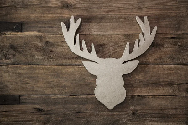Голова оленя с рога для рождественские украшения на деревянных backgro — стоковое фото