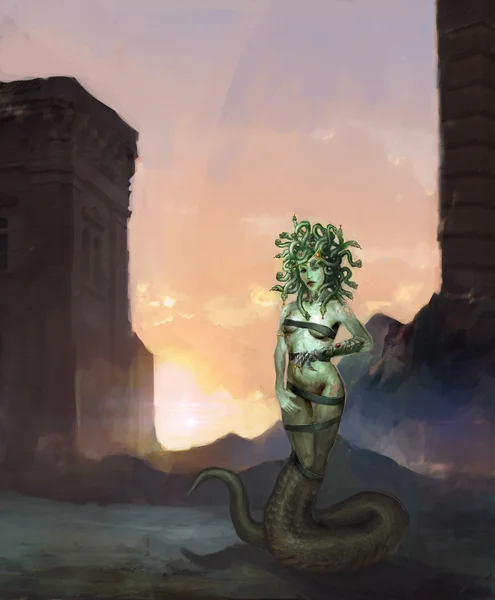 Медуза из греческой мифологии, женщина змея — стоковое фото
