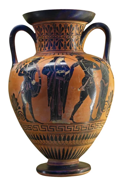 Древняя греческая Ваза в черном над красной керамики — стоковое фото