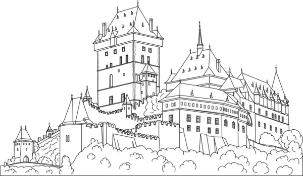 Готический замок Карлштайн Векторная Графика
