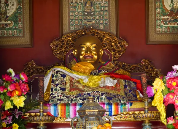 Смеющийся Будда детали Юнхэ Гун буддийский храм Пекина подбородка — стоковое фото