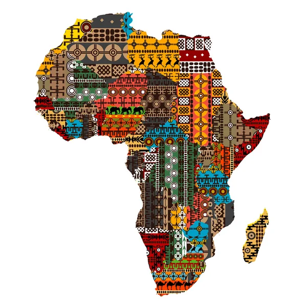 Карта Африки со странами из этнических текстур — стоковое фото