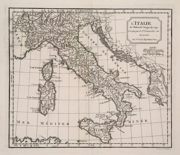 Старинная карта Италии — стоковое фото