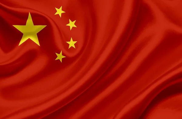 Развевающийся флаг Китая — стоковое фото